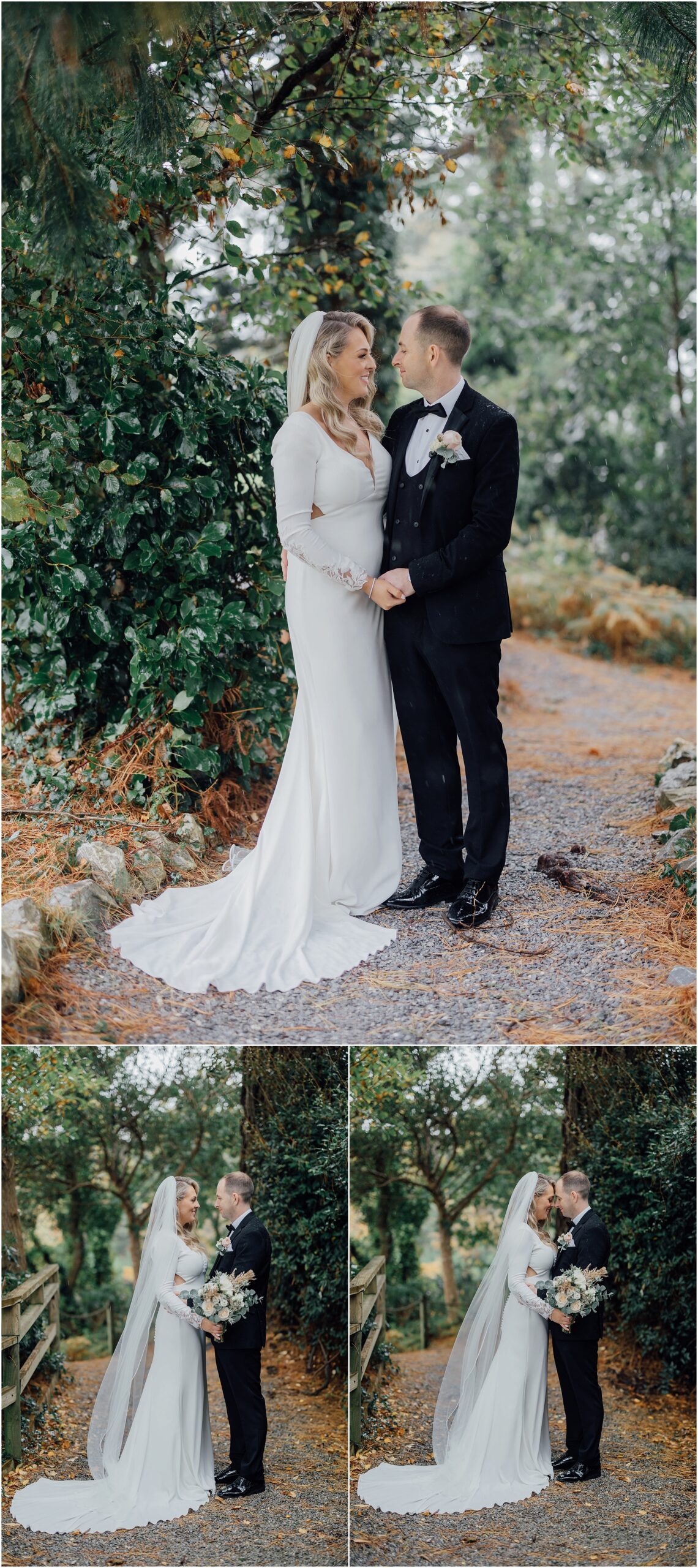 wedding-couple-in gardens-at-sheen-falls-lodge